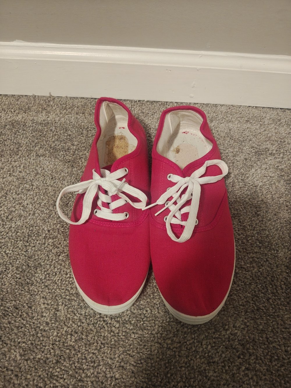 Women’s Red Canvas Lace-Up Sneakers